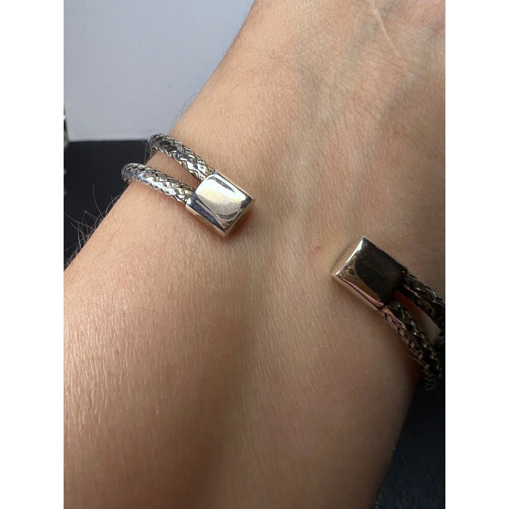 Sterling silver adjustable station cuff bracelet - Picture 4 of 11
